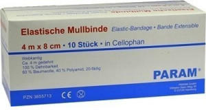 Param Mullbinden 8 cm elastisch mit Cellophan (10 Stk.)