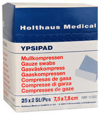 Holthaus Ypsipad Mullkompressen 7,5 x 7,5 cm 8-fach Steril (25 x 2 Stk.)