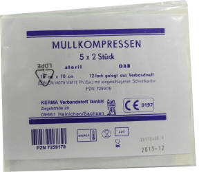 Kerma Mullkompressen Bw 10 x 10 cm 12-Fach Steril (5 x 2 Stk.)
