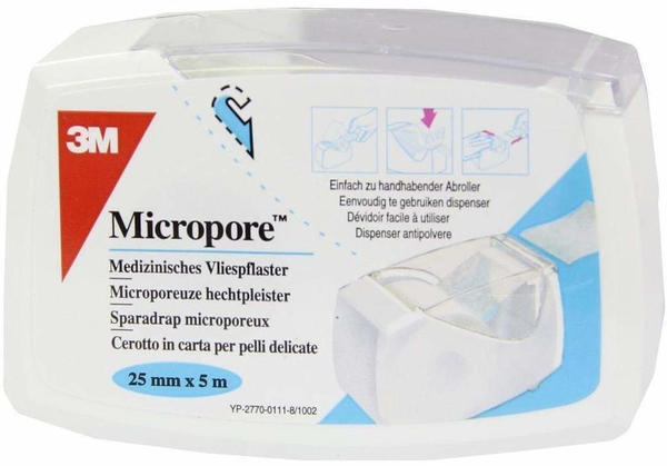 3M Medica Micropore Vliespflaster 2,5 cm x 5 m weiß mit Abroller (1 Stk.)