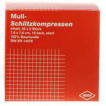 Dr. Ausbüttel Schlitzkompressen Mull 7,5 x 7,5 cm 12-fach Steril (25 x 2 Stk.)