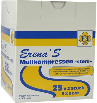 Erena Mullkompresen 5 x 5 cm 8-fach Steril (25 x 2 Stk.)