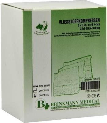 Dr. Junghans Medical Brinkmann Vliesstoff Kompressen 5 x 5 cm 4-fach Steril (25 x 2 Stk.)