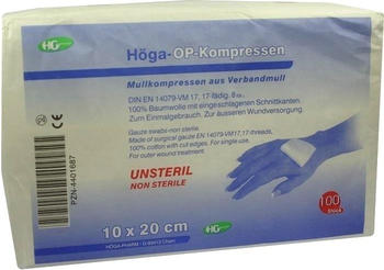 Höga Kompressen 10 x 20 cm 8-fach Unsteril (100 Stk.)