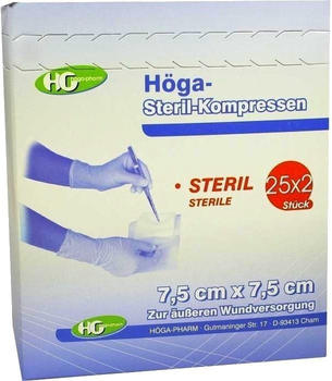 Höga Steril Kompressen 7,5 x 7,5 cm 8-fach (25 x 2 Stk.)
