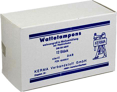 Kerma Wattetampons Walnussgross Steril Mullumhüllung (12 Stk.)