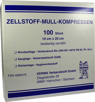 Kerma Zellstoff Mullkompressen 10 x 20 cm Unsteril (100 Stk.)
