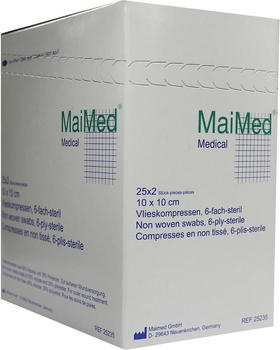 MaiMed Vlieskompressen 10 x 10 cm 6 fach steril (25 x 2 Stk.)