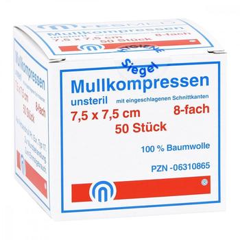 Fesmed Mullkompressen Es 7,5 x 7,5 cm 8-Fach unsteril (50 Stk.)