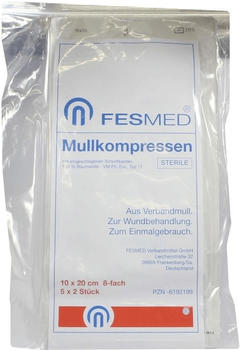 Fesmed Mullkompressen Es 10 x 20 cm 8-Fach steril (5 x 2 Stk.)