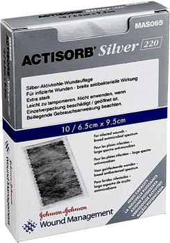 Eurim-Pharm Actisorb 220 Silver 9,5 x 6,5 cm Steril Kompressen (10 Stk.)