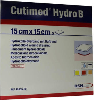 BSN Medical Cutimed Hydro B Hydrok.Ver.15 x 15 cm m.Haftr. (5 Stk.)