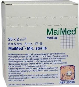 MaiMed Mullkompressen 5 x 5 cm 8 fach steril (25 x 2 Stk.)