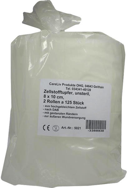 CareLine Zellstofftupfer 8 x 10 cm Rolle (2 x 125 Stk.)