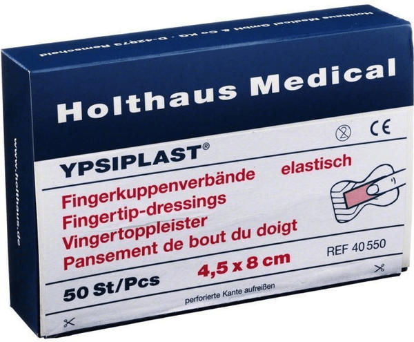 Holthaus Fingerkuppenverband YpsiPlast 4,5 x 8 cm elastisch haut (50 Stk.)