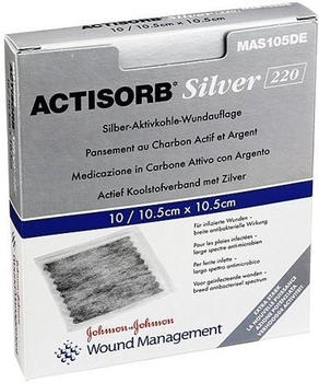 Kohlpharma Actisorb 220 Silver 10,5 x 10,5 cm Steril Kompresse (10 Stk.)