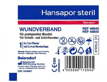 Beiersdorf Hansapor Steril Wundverband 6 x 7 cm Einzelpackung