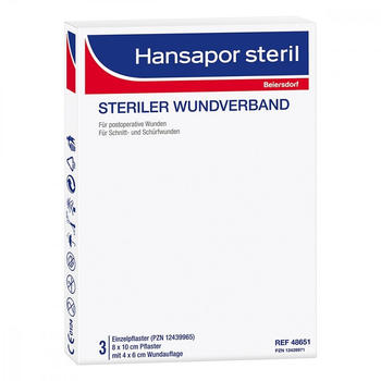 Beiersdorf Hansapor steril Wundverband 8 x 10 cm (3 Stk.)