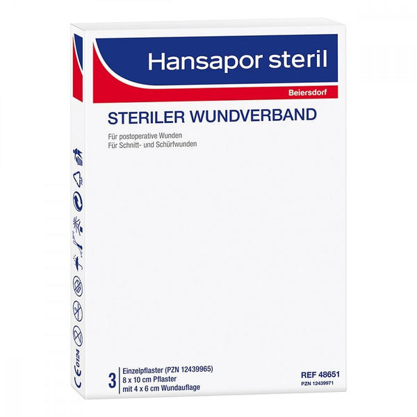 Beiersdorf Hansapor steril Wundverband 8 x 10 cm (3 Stk.)
