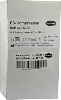 Hartmann ES-Kompressen steril 5 x 5 cm 12fach (5 x 20 Stk.)