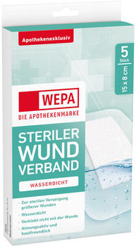 Wepa Wundverband wasserdicht 8 x 15 cm steril (5 Stk.)