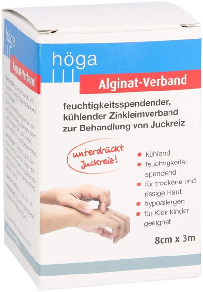 Höga Alginat-Verband 8x3 cm kühlender Zinkleimverband (1Stk.)