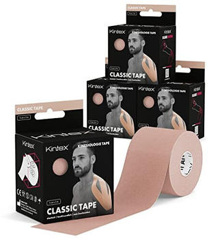 Kintex Kinesiologie Tape Classic 5cm x 5m beige Rollen (4 Stk.)
