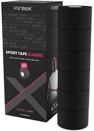 Kintex Sport Tape 3,8cm x 10m schwarz unelastisch Rollen (6 Stk.)