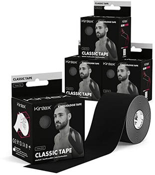 Kintex Kinesiologie Tape Classic 5cm x 5m schwarz Rollen (4 Stk.)
