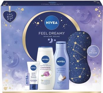 Nivea Feel Dreamy Skincare Regime Gift Set Women's Gift Set Includes Shower Cream Body Lotion Night Cream Lip Balm and Eye Mask Beauty Products