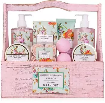 Accentra Geschenkset "Vintage Florals" Lotion, Peeling & Duschgel in Holzbox, Damen