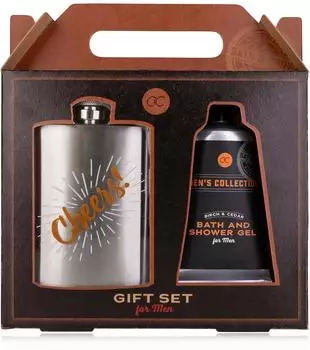 Accentra MEN'S COLLECTION Geschenkset Flachmann aus Edelstahl & Duschgel 60ml