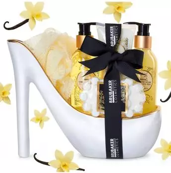 Brubaker Luxury Vanilla Spa Bade- und Duschset, 6-tlg., Keramik Stiletto weiß/gold