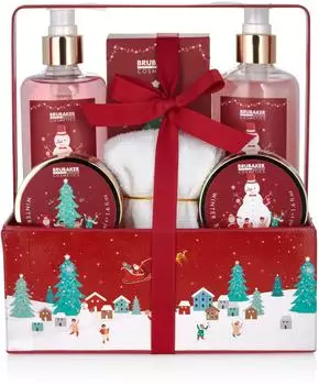 Brubaker Bade- und Dusch-Geschenkset Winter-Beeren-Duft, 7-tlg., mit Handtuch (BeautySet_20CF04)