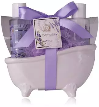 Accentra Geschenkset Lavendel Duschgel & Bodylotion, 3-tlg. in Keramikbadewanne (6057639)