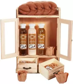 Brubaker Bade- und Pflegeset Kokosnuss im Holzschrank, 10-teilig (BeautySchrank_Kokos_2099.03)