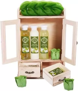 Brubaker Bade- und Pflegeset Olive im Holzschrank, Damen, 10-tlg.