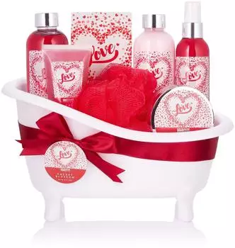 Brubaker Love Pflege-Geschenkset Kirschblüten-Duft, 8-tlg. in Badewanne