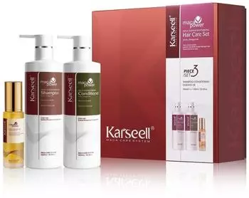 Karseell Haarpflege-Set mit Shampoo, Conditioner & Argan&ouml;l, trockenes Haar, 500ml+500ml+50ml