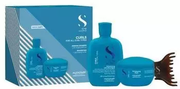 Alfaparf Milano Semi Di Lino Curls Duo Kit Geschenkset, 3 St.
