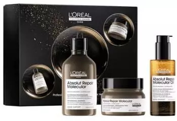 L'Or&eacute;al 640ml Serie Expert Absolut Repair Molecular Trio Geschenkset (Shampoo 300ml + Maske 250ml + &Ouml;l 90ml)