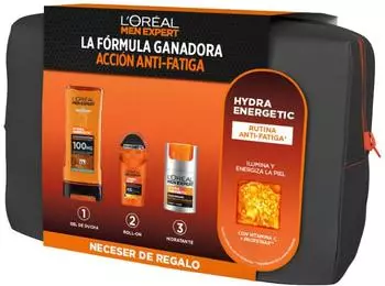 L'Oréal Men Expert Hydra Energetic Geschenkset mit Kulturbeutel, Feuchtigkeitscreme, Duschgel & Deodorant