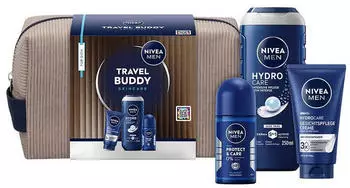 Nivea Travel Buddy 2026 Geschenkset, 4-tlg. (Duschgel, Gesichtspflege, Deo Roll-On)