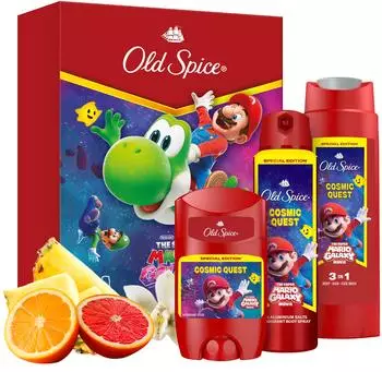 Old Spice Super Mario Galaxy Film Set mit Deostick, Deospray und Duschgel
