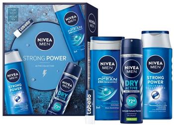 Nivea Men Strong Power Set (DG 250ml + Shampoo 250 ml + Deo 150ml + Lippenpflege)