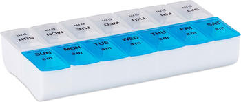 Relaxdays Tablettenbox für 7 Tage weiß-blau