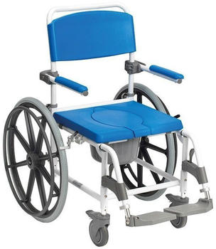 Drive Medical Aston Dusch-Toilettenrollstuhl 24" Räder weiß-blau