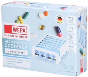 Wepa 7 Tage Compact Medikamenten Dosierer wei&szlig;/blau