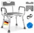 Kesser Badhocker Duschhocker mit Lehne höhenverstellbar in 6 Stufen 38-54cm 150kg belastbar Weiß