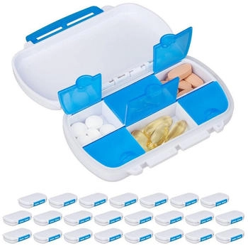 Relaxdays GmbH 24 x Tablettendose 6 Fächer Blau rau